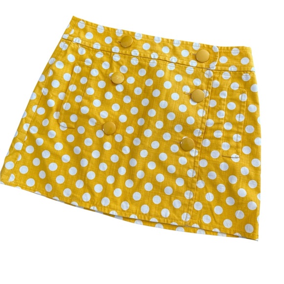J Crew Yellow Polka Dot wrap style skirt, side pockets, cotton, sz 6, never worn - Picture 5 of 10